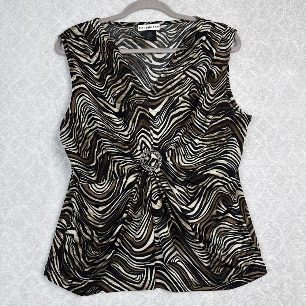 Vtg Y2K Zebra Print Top Womens XL Buckle Grunge Punk Glam Rock Mobwife 90s 80s